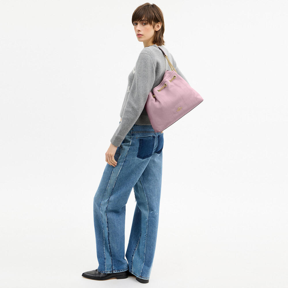 Coach Evelyn Shoulder Bag With Quilting In Pink - Picture 10 of 16